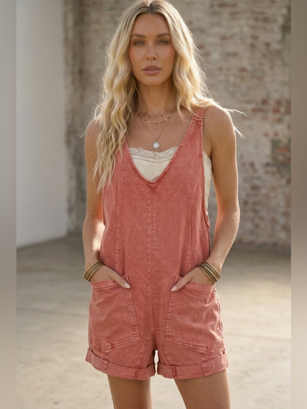 NWT Washed Cabernet Adjustable Buckle Strap Romper Jumper Shortalls